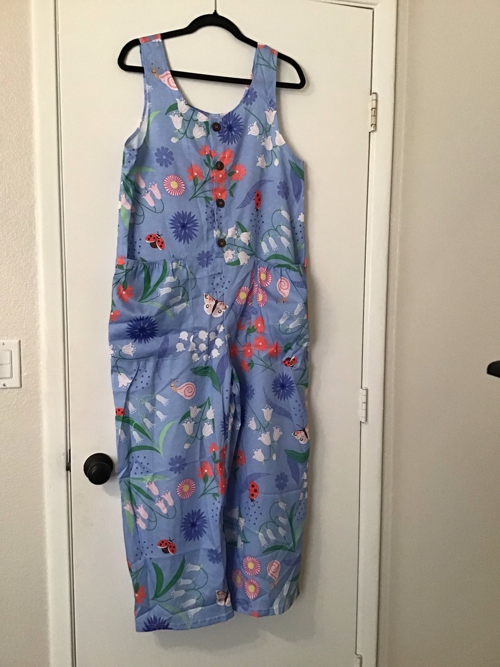 Women's Blue Floral Sleeveless Jumpsuit